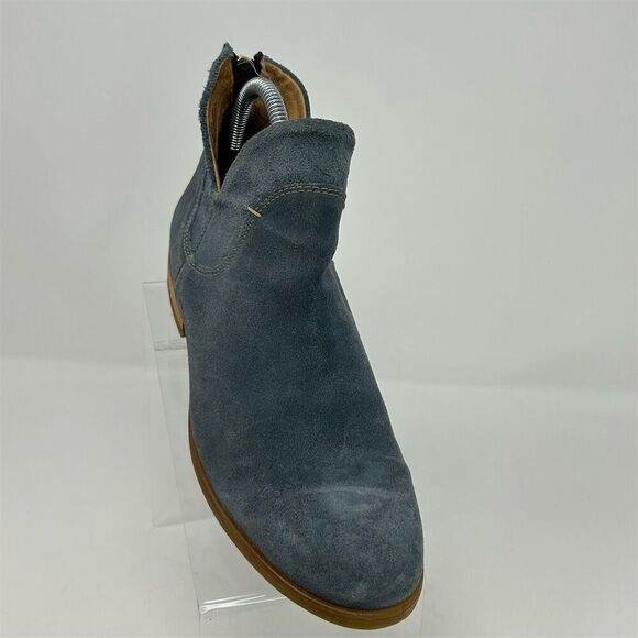 Born Women's Arula Blue Suede Ankle Booties Size 7.5 Casual Fall Back Zipper - Picture 3 of 15